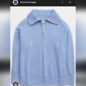 Aerie Light Blue Quarter Zip Sweater